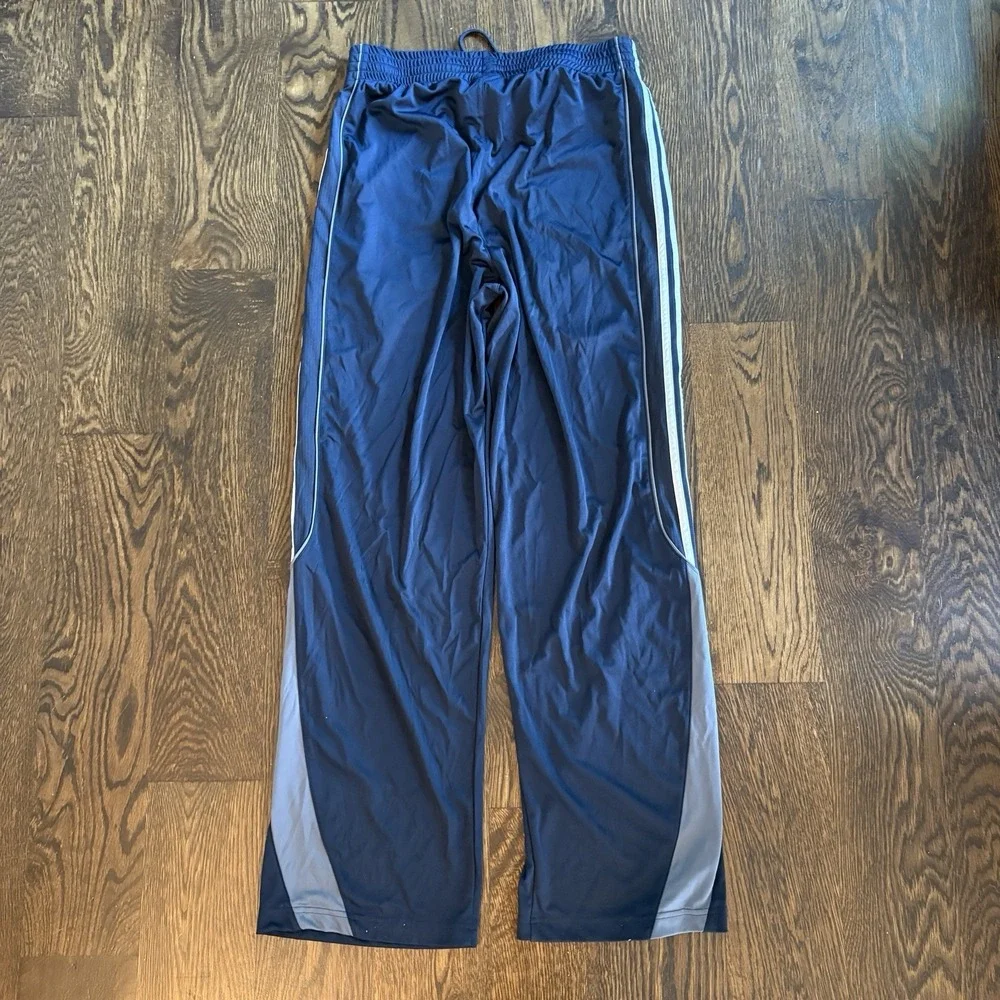 Vintage 2000s Adidas Track Pants Mens M Navy Blue Gray 3 Stripe Baggy Warmup